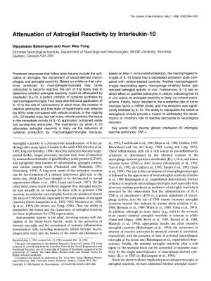 Attenuation of Astroglial Reactivity by Interleukin-10