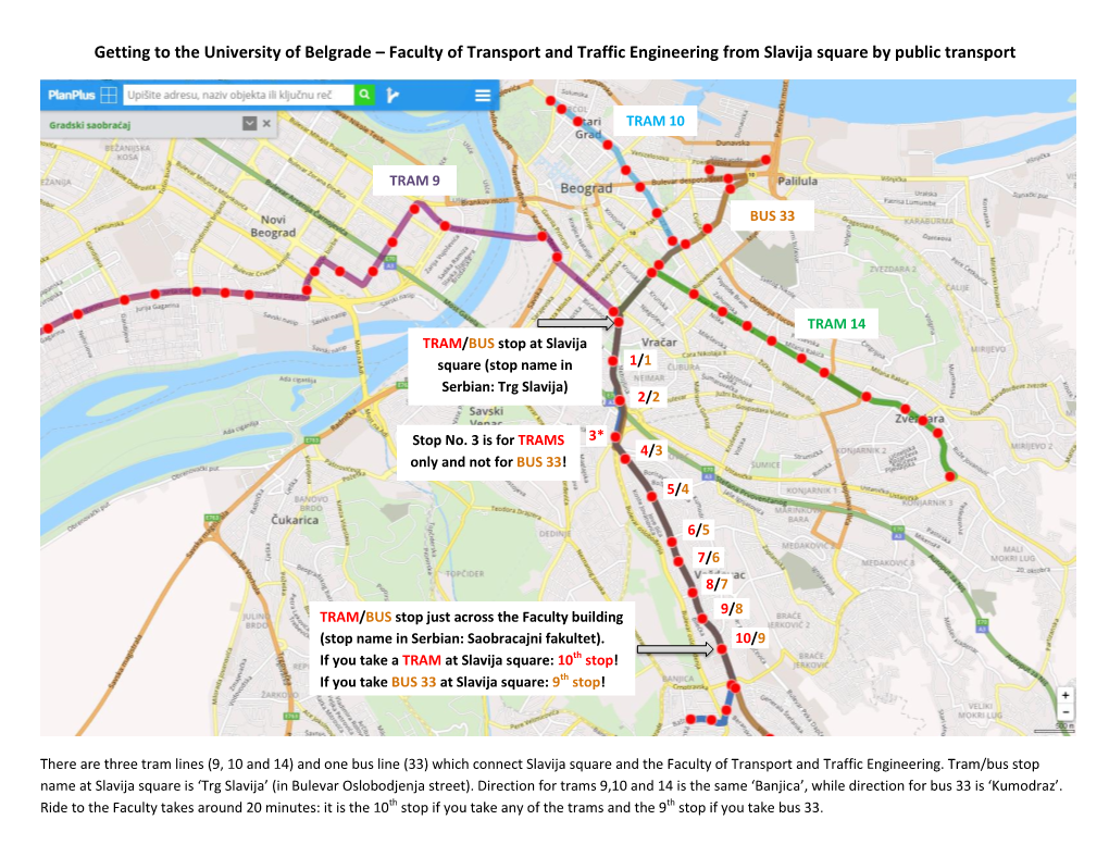 Faculty of Transport and Traffic Engineering from Slavija Square by Public Transport