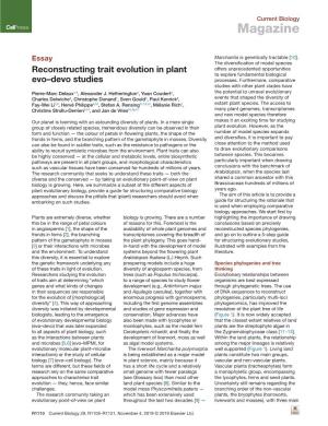 Reconstructing Trait Evolution in Plant Evo–Devo Studies