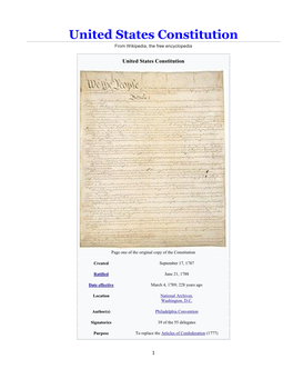 United States Constitution from Wikipedia, the Free Encyclopedia