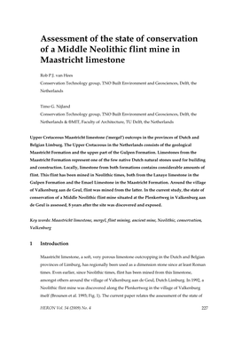 Assessment of the State of Conservation of a Middle Neolithic Flint Mine in Maastricht Limestone