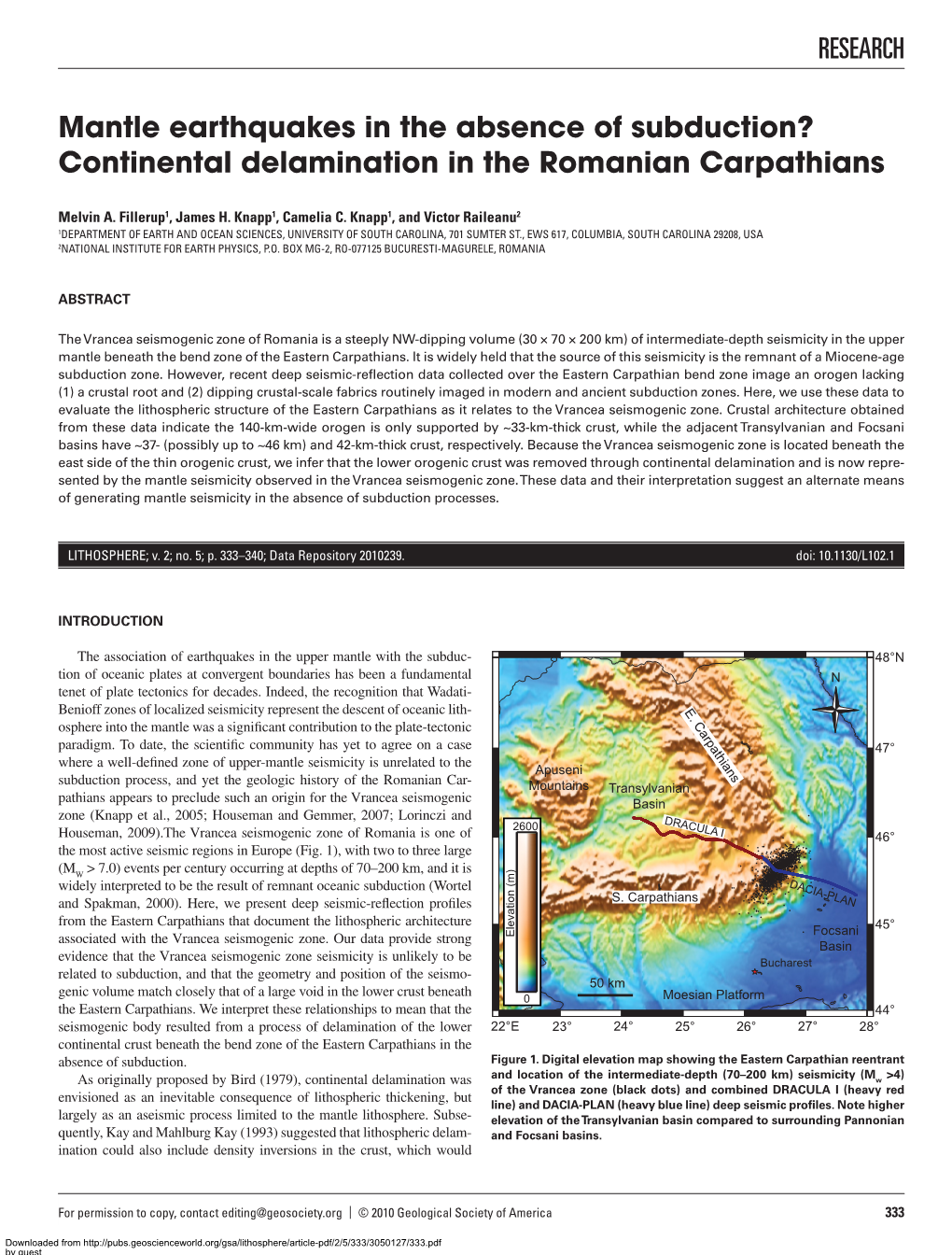 Continental Delamination in the Romanian Carpathians