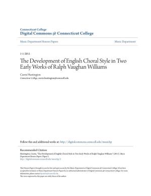 The Development of English Choral Style in Two Early Works of Ralph Vaughan Williams