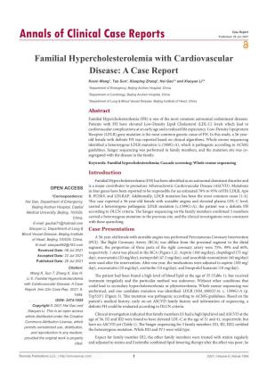 Familial Hypercholesterolemia with Cardiovascular Disease: a Case Report