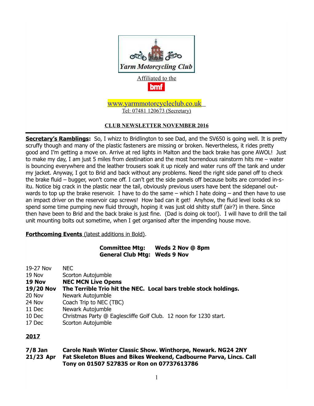 Yarm Motorcycling Club Newsletter September 2007 s2