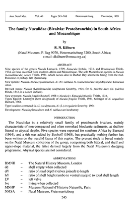 The Family Nuculidae (Bivalvia: Protobranchia) in South Africa and Mozambique