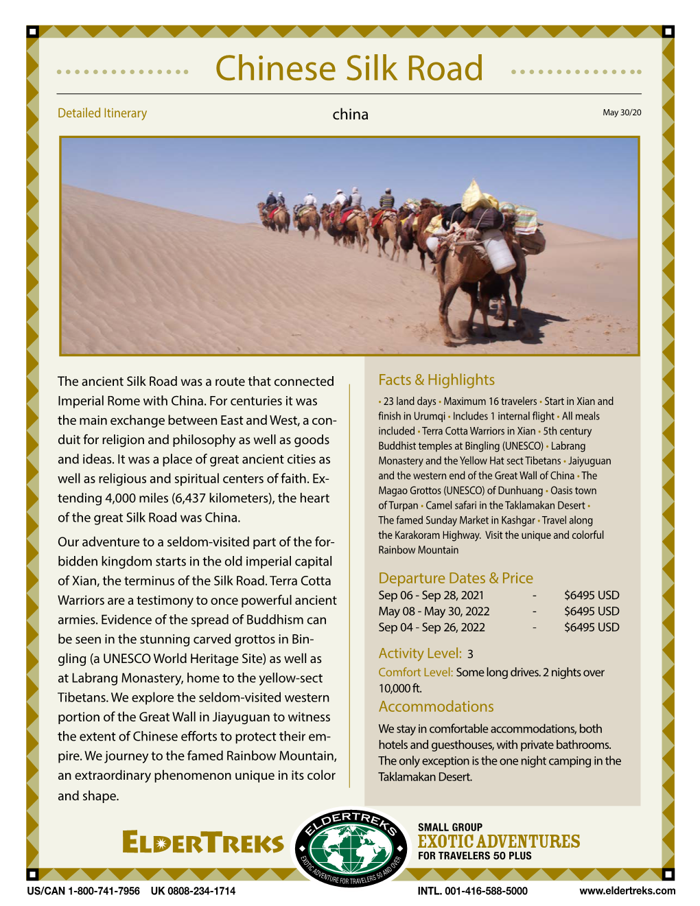 Download Chinese Silk Road Detailed Itinerary