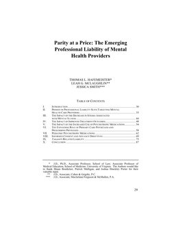 The Emerging Professional Liability of Mental Health Providers