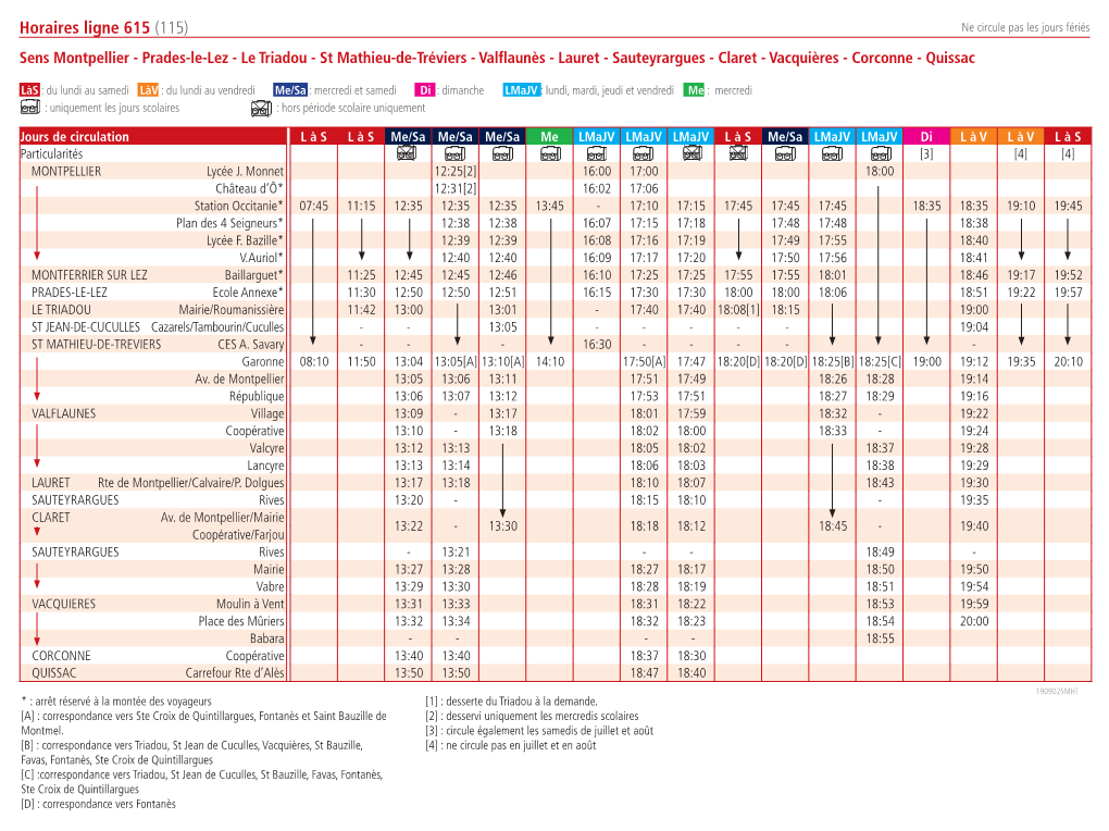 Horaires Ligne 615 (115)