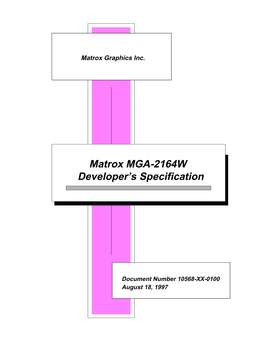 Matrox MGA-2164W Developer's Specification