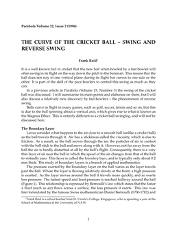 The Curve of the Cricket Ball – Swing and Reverse Swing