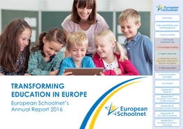 Transforming Education in Europe - European Schoolnet’S Annual Report 2016, Brussels, Belgium