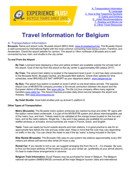 Travel Information for Belgium