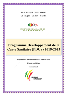 Programme Développement De La Carte Sanitaire (PDCS) 2019-2023