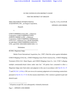 Case 3:19-Cv-01259-JR Document 88 Filed 01/06/21 Page 1 of 16