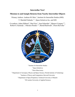 Missions to and Sample Returns from Nearby Interstellar Objects