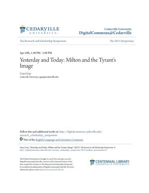 Milton and the Tyrant's Image Cora Gray Cedarville University, Cgray@Cedarville.Edu