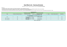 East West Link - Hearing Schedule Version Date: 9 June 2017