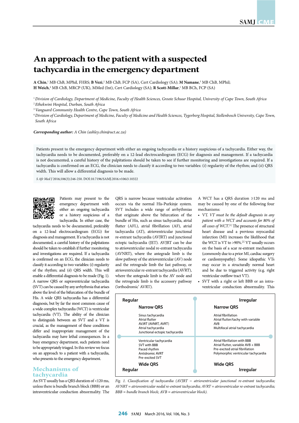 An Approach to the Patient with a Suspected Tachycardia in the Emergency Department