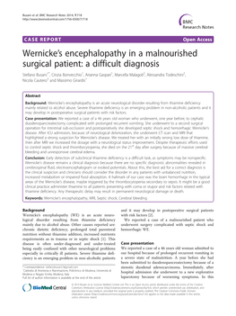 Wernicke's Encephalopathy in a Malnourished Surgical Patient