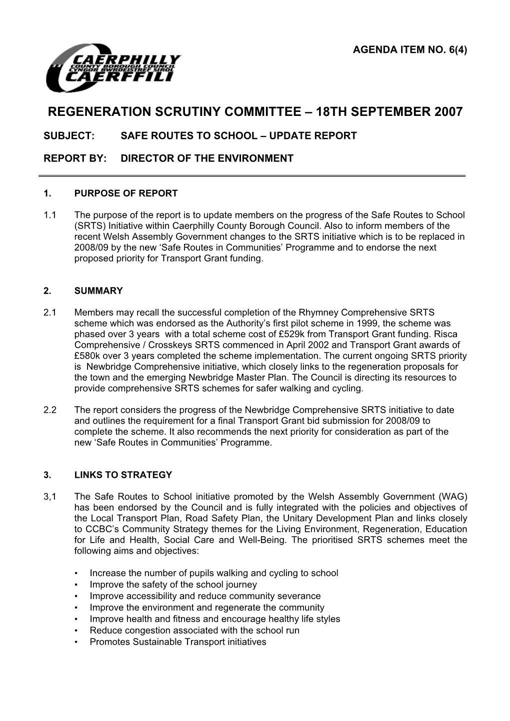 Regeneration Scrutiny Committee – 18Th September 2007