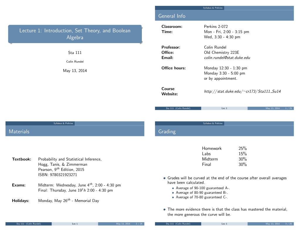 Lecture 1: Introduction, Set Theory, And Boolean Algebra - DocsLib