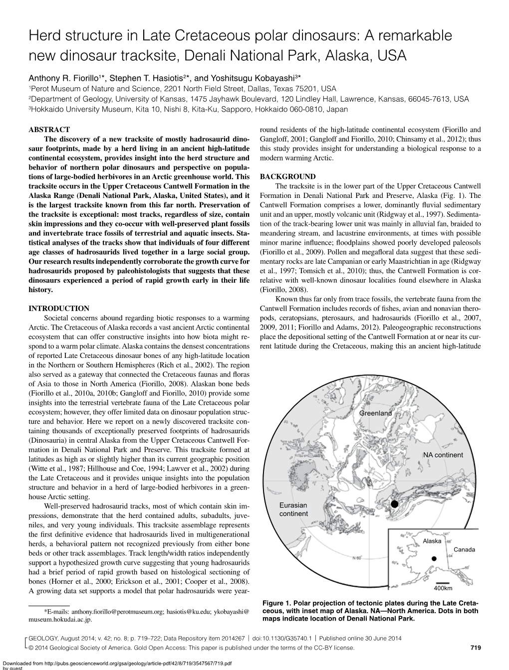 Herd Structure in Late Cretaceous Polar Dinosaurs: a Remarkable New Dinosaur Tracksite, Denali National Park, Alaska, USA