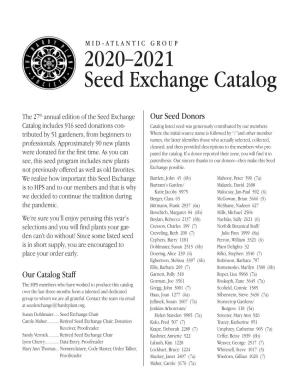 2020–2021 Seed Exchange Catalog