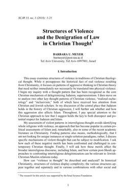 Structures of Violence and the Denigration of Law in Christian Thought1