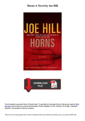 Horns a Novel by Joe Hill