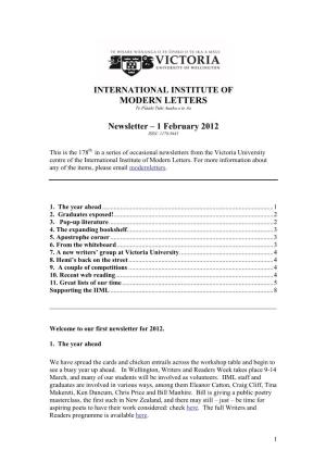 Newsletter – 1 February 2012 ISSN: 1178-9441