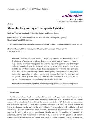 Molecular Engineering of Therapeutic Cytokines