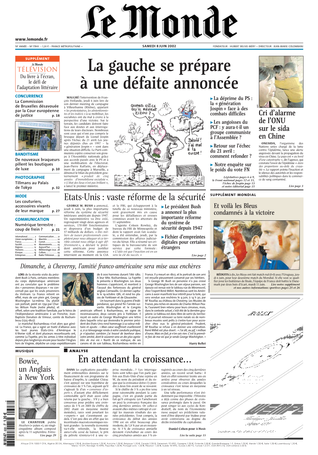 LE MONDE/PAGES&lt;UNE&gt;