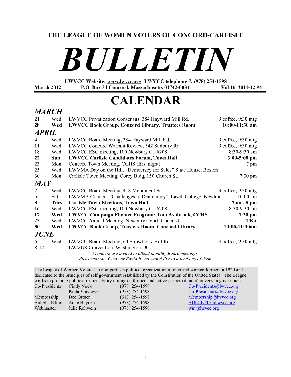 March 2012 Bulletin