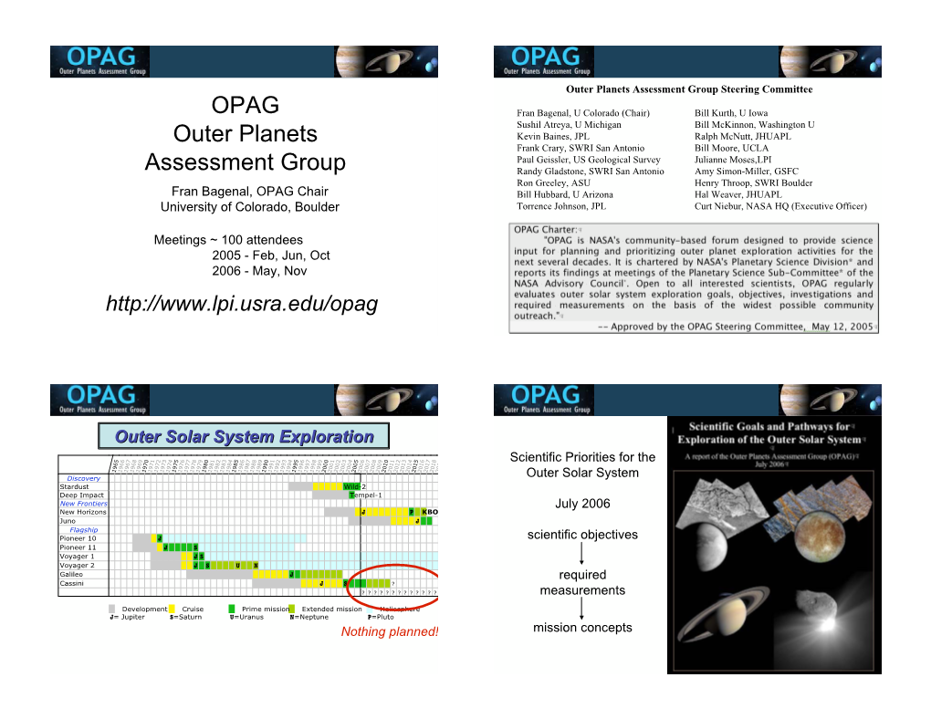 OPAG Outer Planets Assessment Group