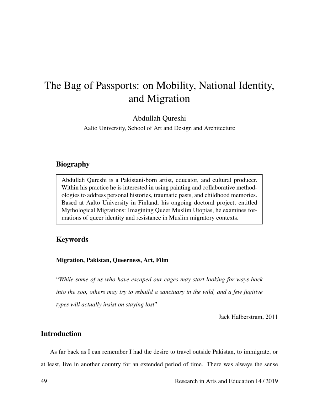 On Mobility, National Identity, and Migration