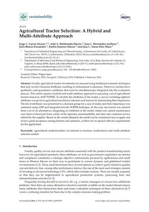 Agricultural Tractor Selection: a Hybrid and Multi-Attribute Approach