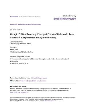 Georgic Political Economy: Emergent Forms of Order and Liberal Statecraft in Eighteenth-Century British Poetry
