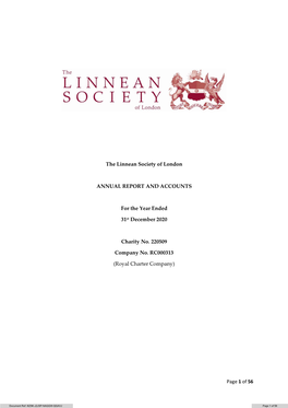 Page 1 of 56 the Linnean Society of London ANNUAL REPORT