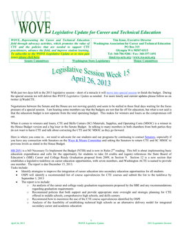 Legislative Update for Career and Technical Education