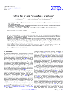 Hubble Flow Around Fornax Cluster of Galaxies⋆