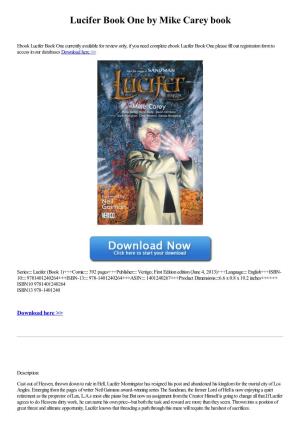 Lucifer Book One by Mike Carey Book