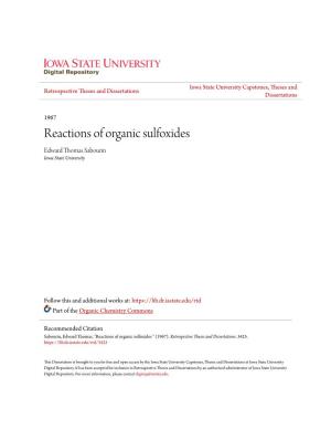 Reactions of Organic Sulfoxides Edward Thomas Sabourin Iowa State University