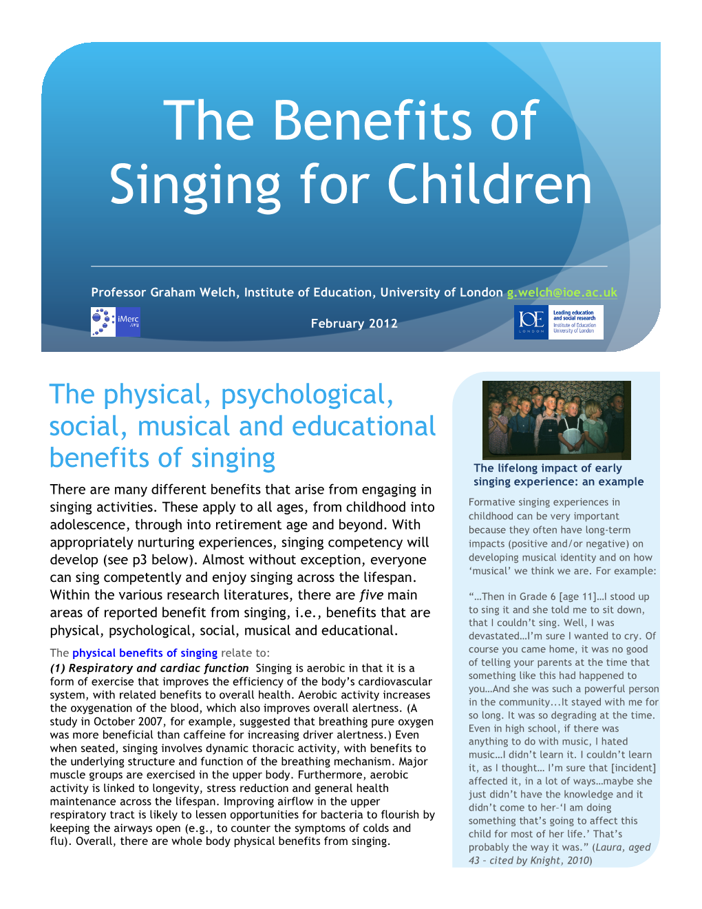 The Benefits of Singing for Children