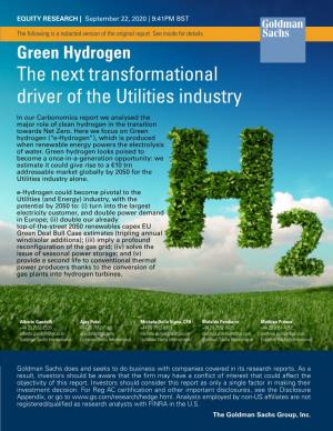 Green Hydrogen the Next Transformational Driver of the Utilities Industry