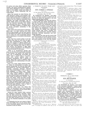CONGRESSIONAL RECORD— Extensions of Remarks E1047 HON
