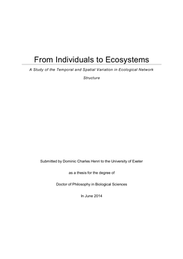 From Individuals to Ecosystems