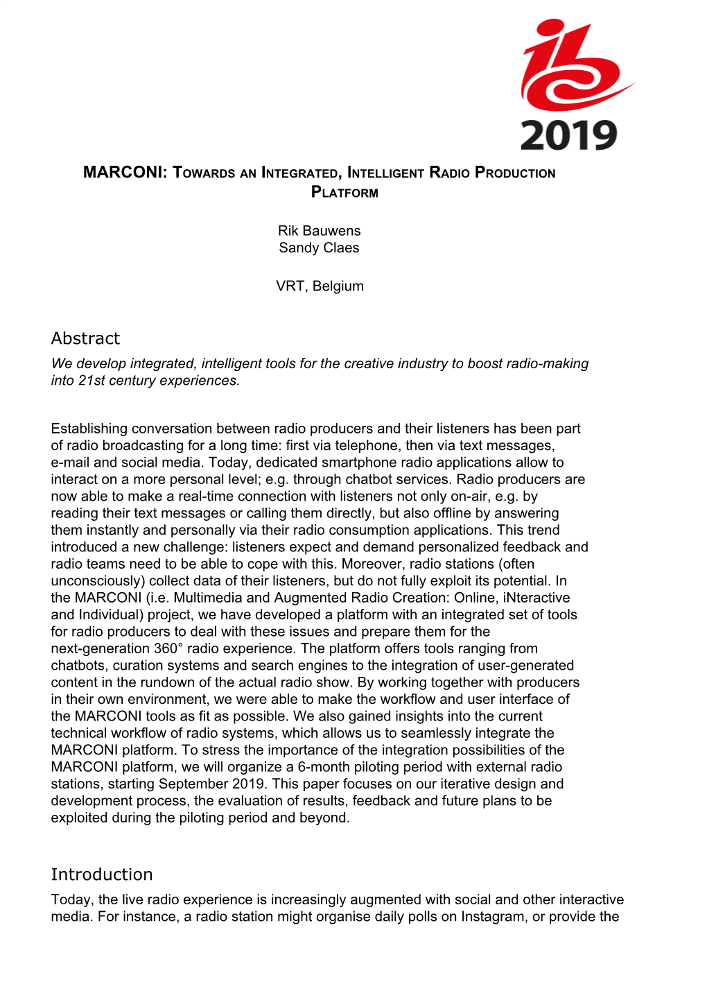 Marconi: Towards an Integrated, Intelligent Radio Production Platform