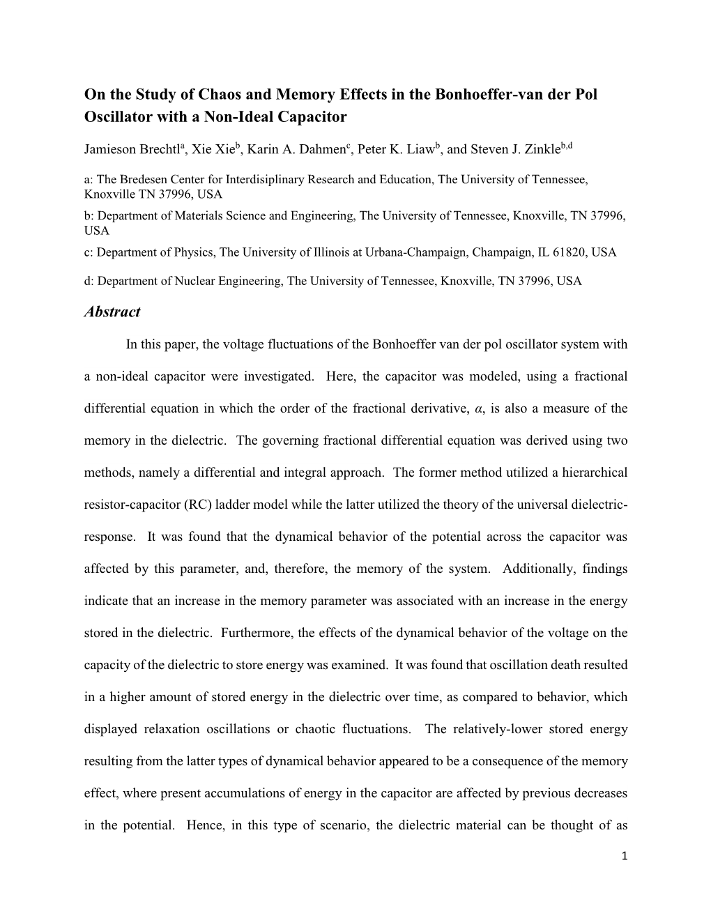 On the Study of Chaos and Memory Effects in the Bonhoeffer-Van Der Pol Oscillator with a Non-Ideal Capacitor