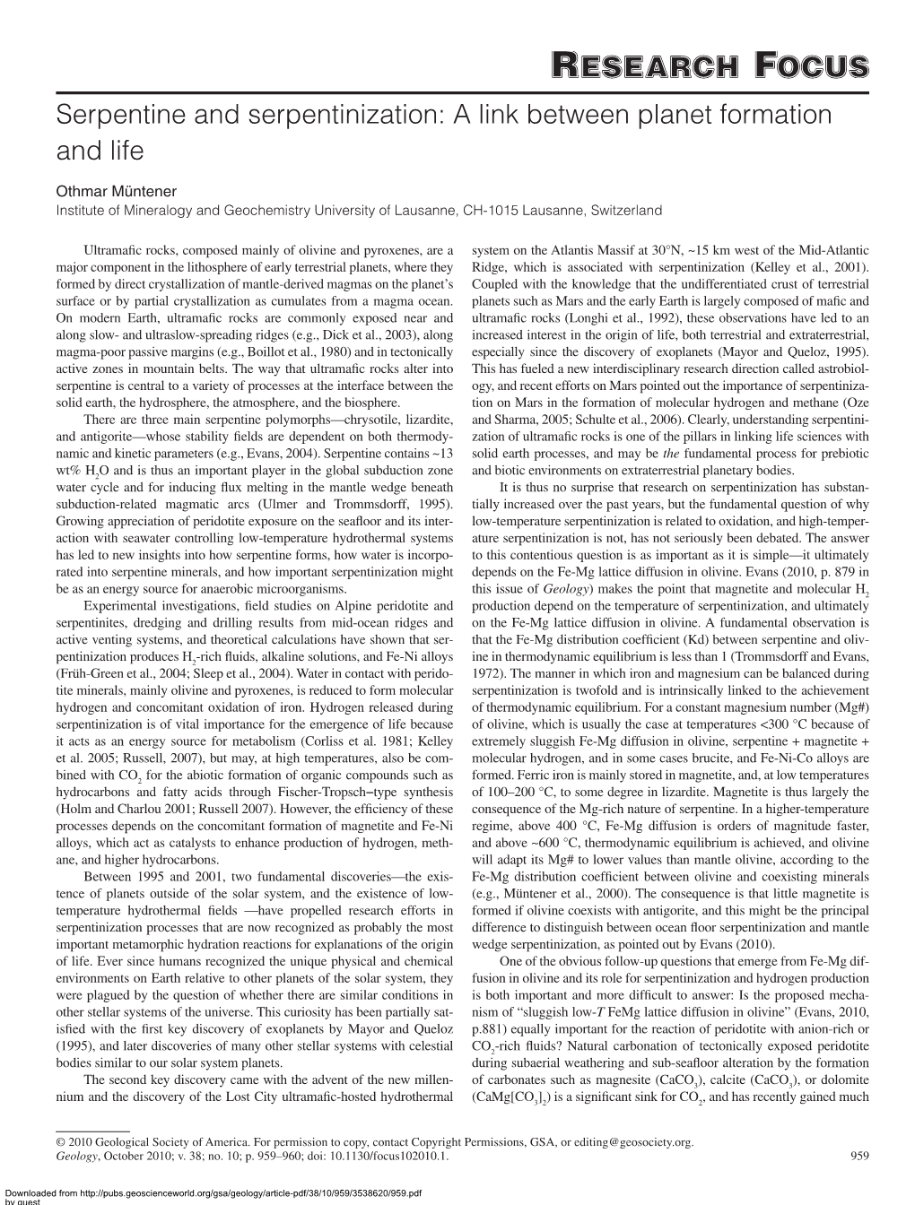 Serpentine and Serpentinization: a Link Between Planet Formation and Life